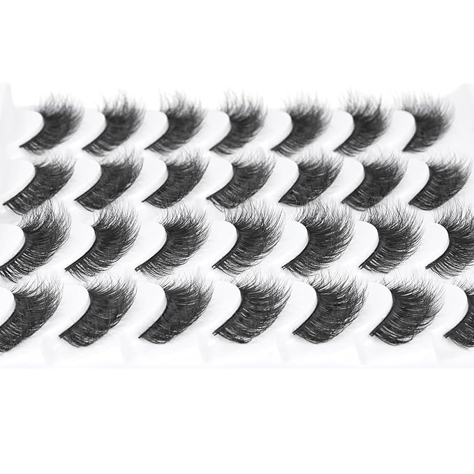 False Eyelashes Wispy Lashes Natural Fake Eyelashes Cat Eye Lashes that Look Like ExtensionsMink Lashes Pack by TNFVLONEINS