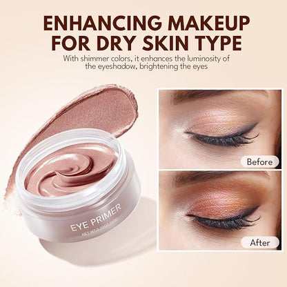Eyeshadow Primer Base Long-Lasting Cream Eye Makeup Primer Shimmer, Waterproof Eye Base for Vibrant, Eyeshadow Concealer For Dry Skin Type, 0.35oz/count