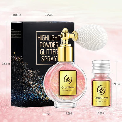 Pink Body Glitter Spray - Holographic Shimmer Spray Powder Sparkle for Hair and Body, Face, Clothes, Nail Art Crafts Design, Halloween and Easter Festival Makeup