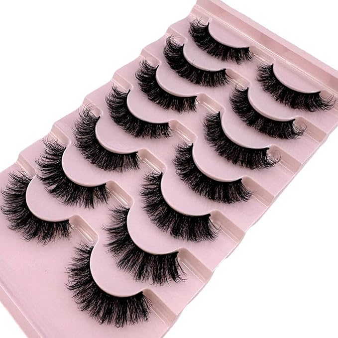 HBZGTLAD New 7 Pairs False Eyelashes Wispy Lashes Natural Look Fake Eyelashes Cat Eye Lashes Faux Mink Fluffy Strip False Lashes Pack (GT-7)