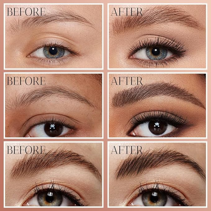 2025 New Magic Eyebrow Pencil, 3D Waterproof Microblading Eyebrow Pencil Contouring Pen 4 Fork Tip, Natural Fine Stroke Microblading (2PCS, Dark Brown)