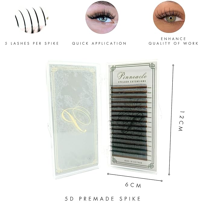 Promade Wet Narrow Fans | Premade Spikes | 5D Spike Flat Base For Wispy, Wet Mascara Lash, Anime Lash Extensions | For Professional Lash Extension | Pinneacle Handmade Lash Supply (C curl)