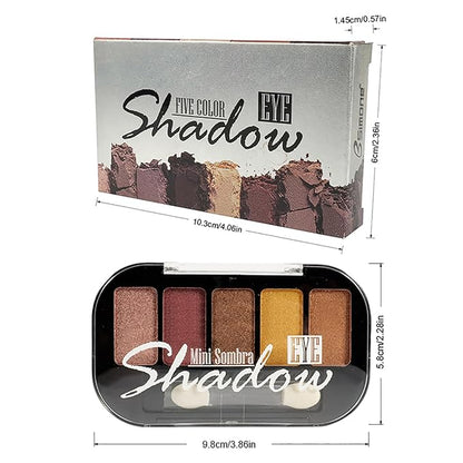 Dusty Rose Neutrals Eyeshadow Palette 5-Color | Highly Pigmented Matte&Shimmer Makeup, All-Day Wear Blendable Compact for Day/Night Looks, Vegan Cruelty-Free, Travel-Friendly Smudge-Proof