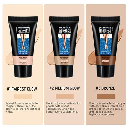 MAEPEOR 3 Colors Body Bronzers Waterproof No Transfer Flawless Looking Leg Makeup Light Leg and Body Scar Cover up Makeup/Tattoo Cover Up (30ML,01 Fairest Glow）