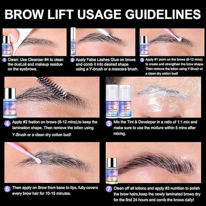 Lash Lift Kit, Brow Color Kit, Professional Eyelash and Eyebrow Perm Kit for Salon & Home Use, Natural Curling, Waterproof, Black, Lasts For 4-6 Weeks, Instruction Manual Include (SET A)