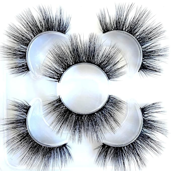 Sunniess False Eyelashes 8D Faux Mink Lashes 100% Handmade Reusable Natural Look Fake Eye lashes Cat-Eye Fluffy Wispy Lashes Dramatic Long Thick Volume Soft Lashes Packs