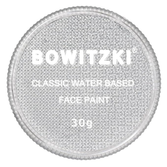Bowitzki 30g Professional Face Paint Body Paint Water Based Face painting Makeup Safe for Kids and Adults Split Cake Single Color - Metallic silver