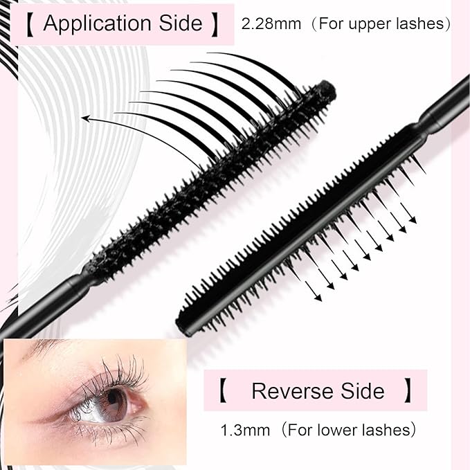 Lengthening Black Mascara for Fine Short Lashes & Older Women – Quick-Drying, Smudge-Proof & Waterproof – Natural-Looking Length, Dual-Sided Brush - Swivel Brush Handle, Glides to Every Lash Angle