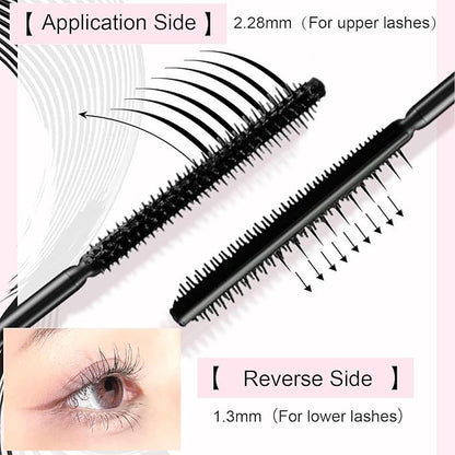 Lengthening Black Mascara for Fine Short Lashes & Older Women – Quick-Drying, Smudge-Proof & Waterproof – Natural-Looking Length, Dual-Sided Brush - Swivel Brush Handle, Glides to Every Lash Angle