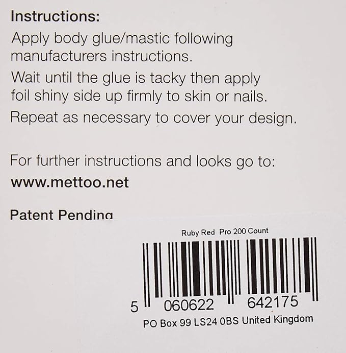 Mettoo Ruby Red Body Foil Pro, 200 Count