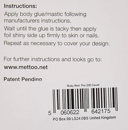 Mettoo Ruby Red Body Foil Pro, 200 Count