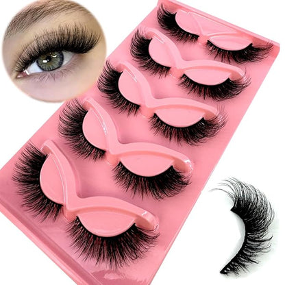 HBZGTLAD New 3D Cat-Eye Mink Eyelashes Curled Winged Natural Realistic Messy End Eye Elongated Thick False Eyelashes Soft Fake Eyelashes (V9)