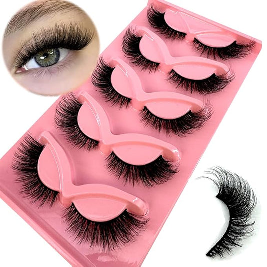 HBZGTLAD New 3D Cat-Eye Mink Eyelashes Curled Winged Natural Realistic Messy End Eye Elongated Thick False Eyelashes Soft Fake Eyelashes (V9)