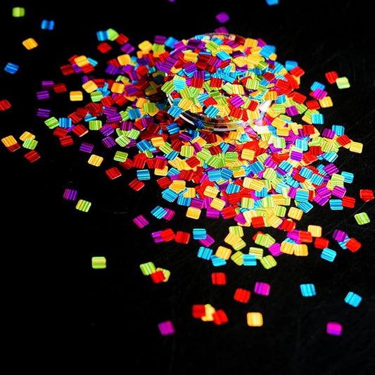 Body face Glitter Mix Colors, Mermaid Sequins Holographic Glitter for Lip Gloss Face Eye Lip Hair Nail Art,30g Laser Square Stripe Design Chunky Sparkling Body Glitter Gel for Musical Festival Party