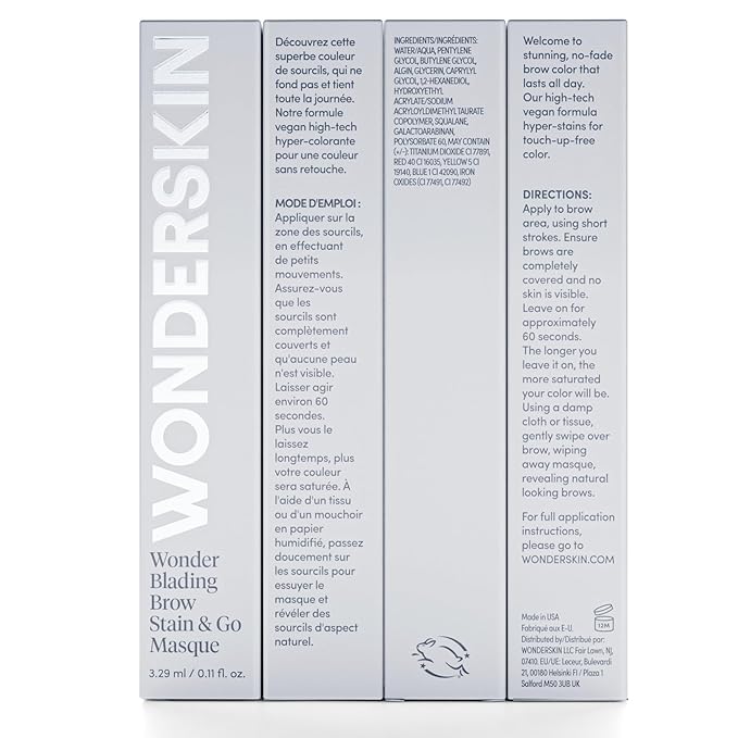 Wonderskin Wonder Blading Brow Stain & Go Masque - Long Lasting Eye Brow Tint, Transfer Proof and Smudge Proof Eyebrow Tint Stain (Brunette)