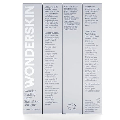 Wonderskin Wonder Blading Brow Stain & Go Masque - Long Lasting Eye Brow Tint, Transfer Proof and Smudge Proof Eyebrow Tint Stain (Brunette)