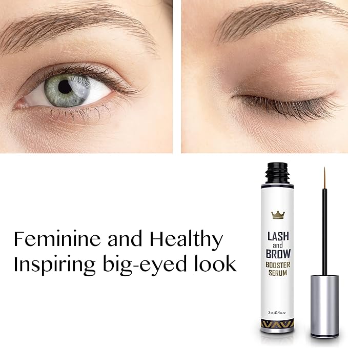 Natural Lash Growth Serum - Eyebrow Growth Enhancer - Eyelash Booster to Grow Longer Eyelashes - Lash Boost & Brow Enhancing Serum