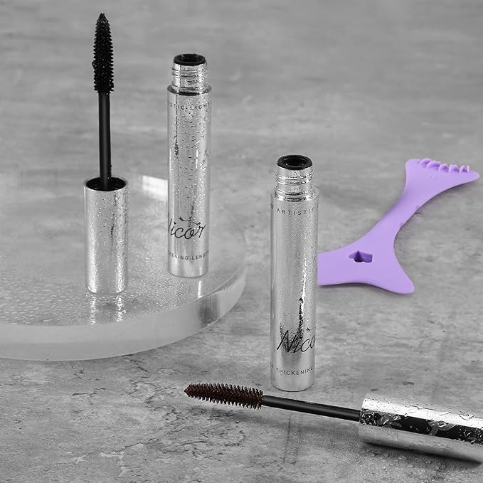Waterproof Mascara, Black Volume and Length Lashes, Long Lasting No-Smudging Curl Mascara, Thick Mascara with Eye Makeup Aid Tool, False Lash Effect