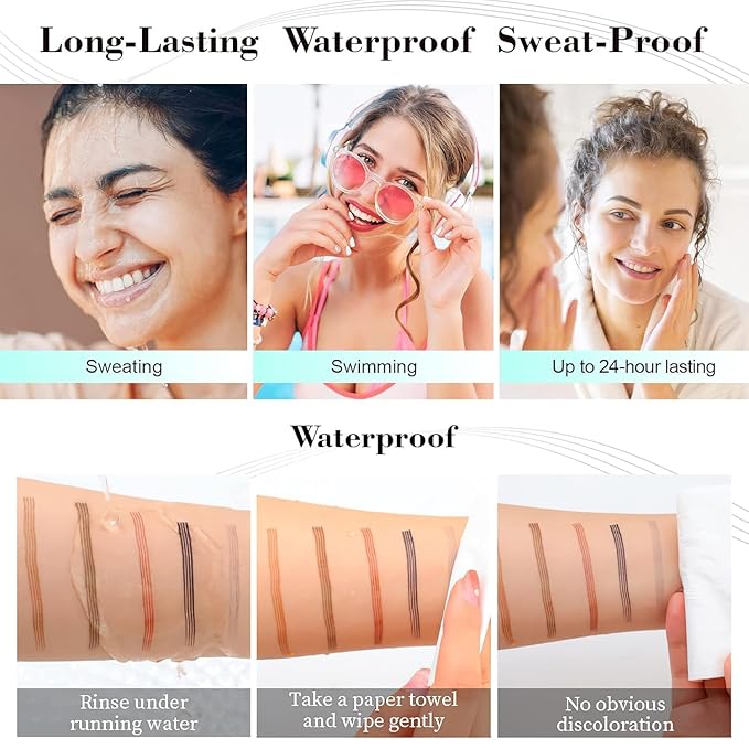 Magic Eyebrow Pencil, Microblading Eyebrow Pencil Contouring Pen, 4 Tipped Precise Brow Pen, Fine Stroke Microblading Eyebrow Pencil Natural (Dark Brown*2)