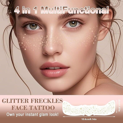 6 Pcs Glitter Freckles Face Tattoo,Waterproof Makeup Patches - Rose Gold,Glitter Speckles Patches,Glow Up Makeup Patches,Cosmetic Glitter for Face - Cute Glitter Makeup Accessories for Women