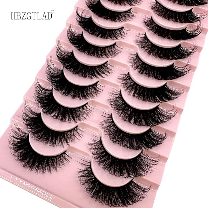 HBZGTLAD Soft Mink Eyelashes 3D Curl Winged End Eye Elongated Fake Lashes Thick Handmade Natural False Eyelash Messy Cross Lash Wholesale (6D50)