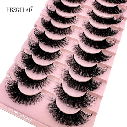 HBZGTLAD Soft Mink Eyelashes 3D Curl Winged End Eye Elongated Fake Lashes Thick Handmade Natural False Eyelash Messy Cross Lash Wholesale (6D50)