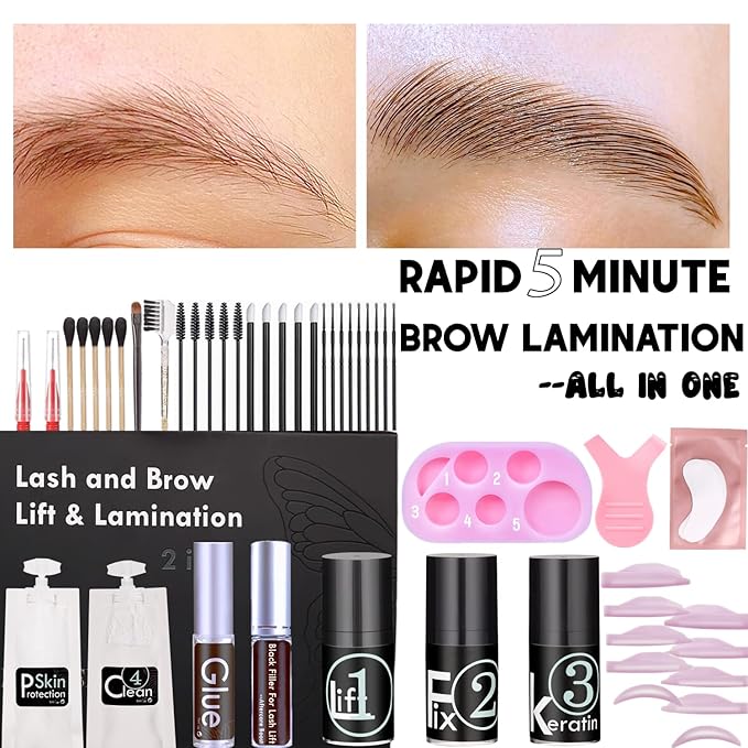 Lash Lift Brow Lamination 2 in 1, Rapid Eyelash and Eyebrow Lifting Kit, DIY Perming Lashes at Home Or Salon Usage Be Eye Voluminous for 6 Weeks about 15 Applications (10ml Lash&Brow Lift Airless