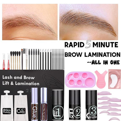 Lash Lift Brow Lamination 2 in 1, Rapid Eyelash and Eyebrow Lifting Kit, DIY Perming Lashes at Home Or Salon Usage Be Eye Voluminous for 6 Weeks about 15 Applications (10ml Lash&Brow Lift Airless