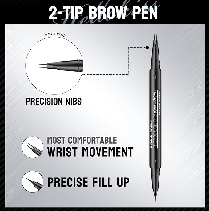 Eyebrow Pencil Brow Pen - 2-Pack 2-IN-1 Dual-Ended Eye Brow Pencils 2-Fork-Tip Microblading Eyebrow Pen for Women Waterproof Eyebrow Pen with Brow Brushes Light Brown ＆ Brown