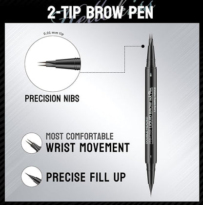 Eyebrow Pencil Brow Pen - 2-Pack 2-IN-1 Dual-Ended Eye Brow Pencils 2-Fork-Tip Microblading Eyebrow Pen for Women Waterproof Eyebrow Pen with Brow Brushes Light Brown ＆ Brown