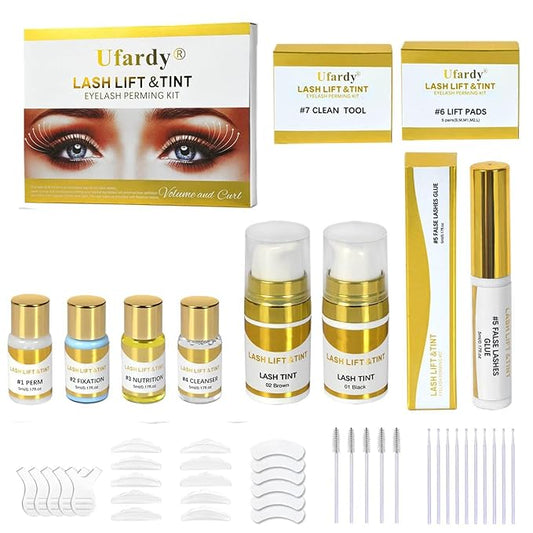 Lash Lift Kit Professional, [ 6 IN 1 UPGRADED Version ] at Home Lash Lift Kit with Detailed Instructions Easy for Beginner DIY Use, Lash Perm Kit, Eyelash Lift Kit 5 Pairs (Brown + Black)
