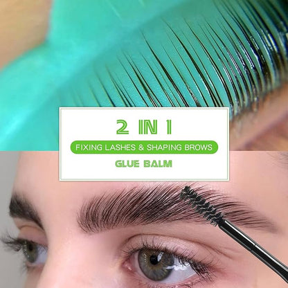 PERMANIA Lash Glue Balm, Eyelash Lifting Adhesives Strong Hold and Perfectly Shaped Eyebrows for Brow Lamination Kit, Lash Lift Balm Bright Colors & Fruity Flavours Fast Drying & Waterproof (Green)