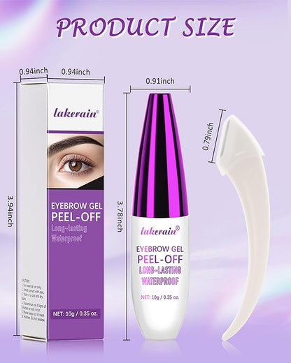 Easy Peel Off Eyebrow Gel Kit, 2 Pcs Gray Tattoo Eyebrow Gel Easy Peel Off with Brow Razor, Long-Lasting Waterproof Sweatproof Eye Brows Tinting Kit for Women, Tinted Brow Glue for All Skin Types-04#