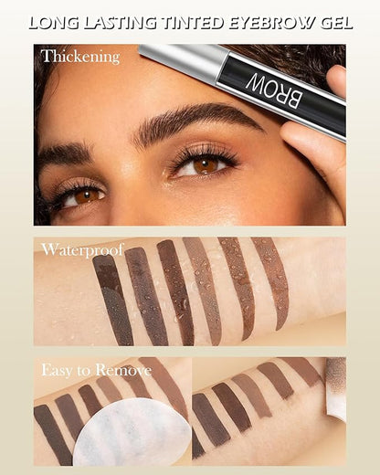 Waterproof Tinted Brow Gel- Blonde Tinted Thickening Eyebrow Gel, Brow Fast Sculpt Volumizing Eyebrow Glue, Long-Lasting Transfer-Proof Eyebrow Mascara Makeup, with Brow Razor & Brush (0.106 Oz)-03#