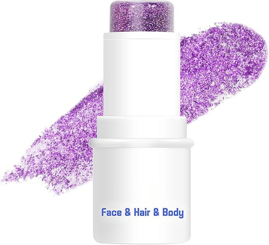 DAGEDA Body Glitter Stick,Face Glitter Gel Mermaid Sequins Glitter for Hair Nail,Chunky Glitter Eyeshadow for Rave Accessories Stage Halloween Festival Makeup(Purple Glitter)