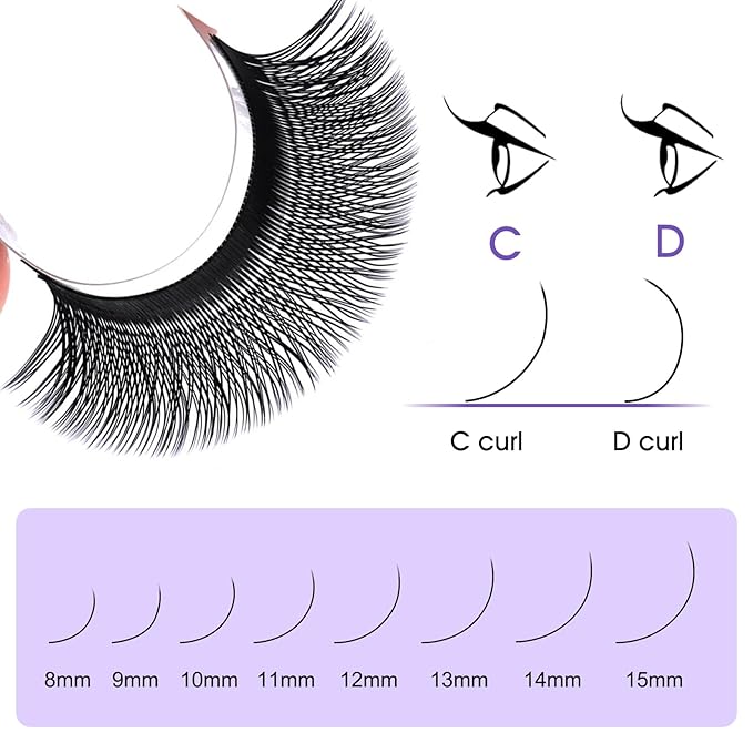 YY Eyelash Extension 0.07mm D Curl 8-14mm Mixed Tray Lash Supplies Premade Fans Y Shape Volume Lash 12 Rows Premium Faux Mink Lash Extensions (8-14 MIX, Black ;0.07 D)
