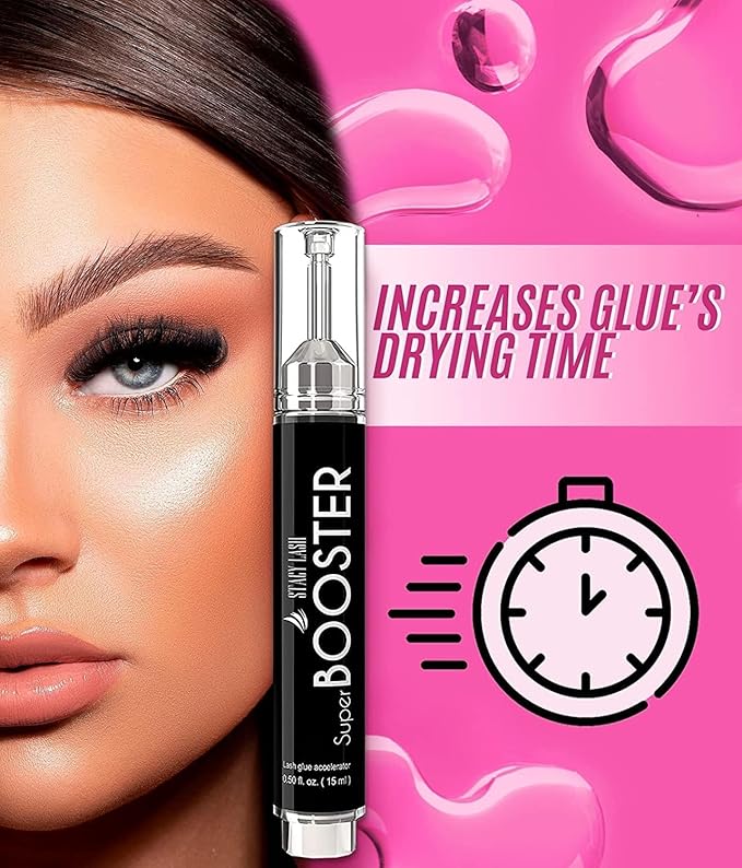 Stacy Lash Super Booster for Eyelash Extensions / 0.50fl. oz. / 15ml / Eyelash Primer/Accelerated Lash Bond/Lash Extension Glue Activator/Professional Use/Lash Tech Supplies/for Low Humidity
