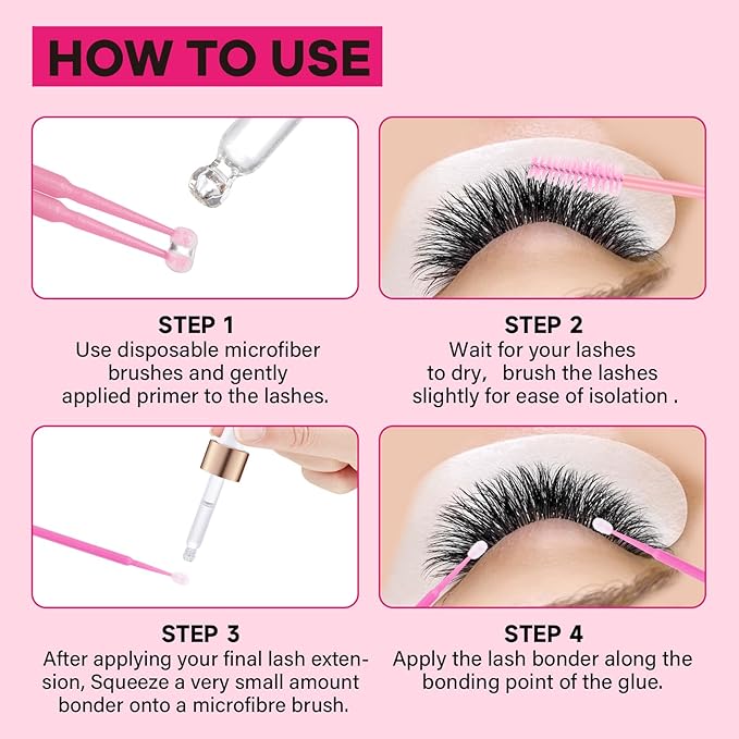 Lash Bonder Lash Primer for Eyelash Extensions Kit Longer Retention Glue Accelerator Lash Sealant Eyelash Bonder Primer 2 IN 1 Pre-Treatment for Professional Lash Extension (15ml+15ml)
