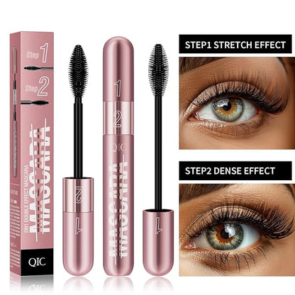 Mascara Brush Set with Long Lasting Mascara Pencil, Pink, black