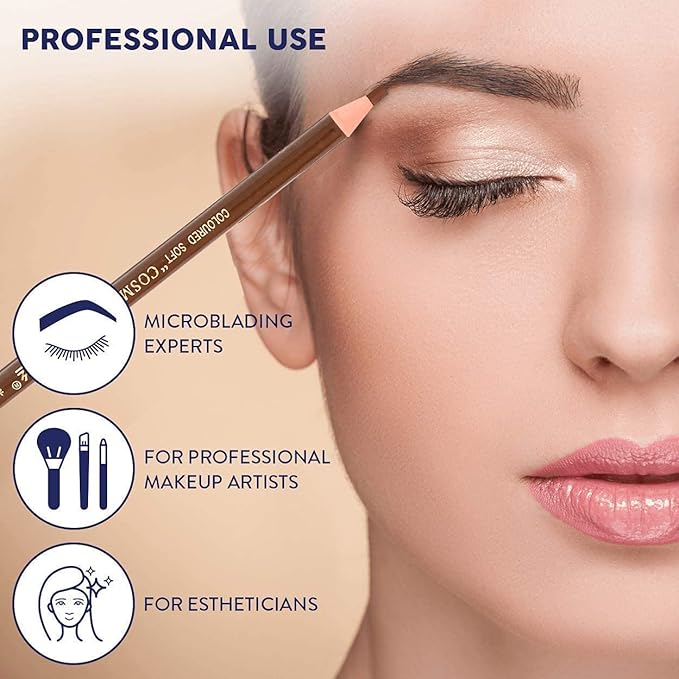 Microblading Supplies 12-PC Waterproof Eyebrow Pencil and 4-in-1 Duckbill-Shape Eyebrow Pencil Sharpener Bundle with Blade For Marking, Filling And Outlining, And Permanent Makeup