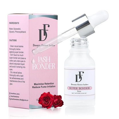 Lash Bonder for Eyelash Extensions Super Bonder for Lashes Extensions Glue Accelerator Adhesive Companion Waterproof Lash Bond Sealant Reduce Fumes 15ml-Pink Rose
