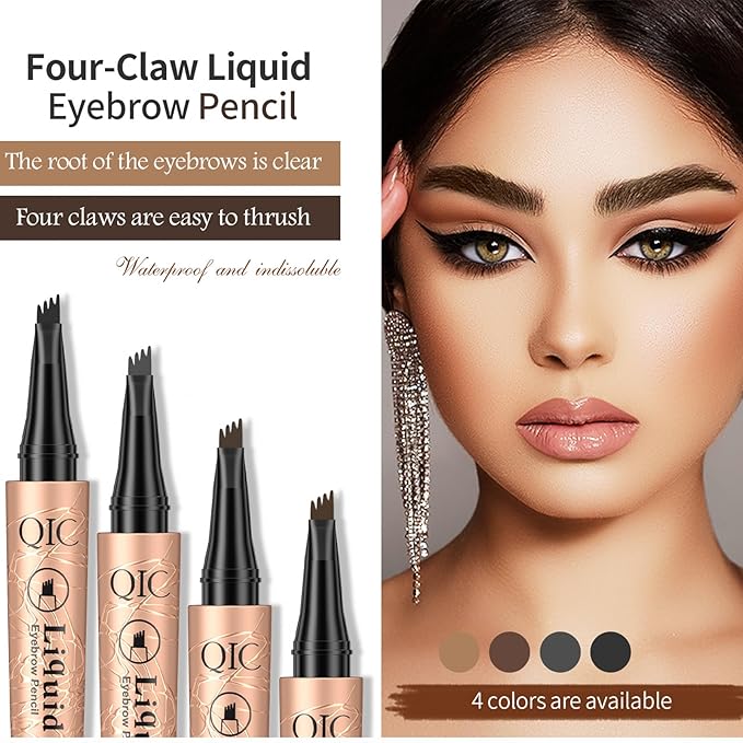 Eyebrow Pencil,Waterproof Microblade Eyebrow Pen,Liquid Waterproof Eyebrow Pencil,Smudge-Proof Brow Pencil Long-Lasting, Natural Looking Eye Makeup Eyebrow Pen(04# Natural Black)