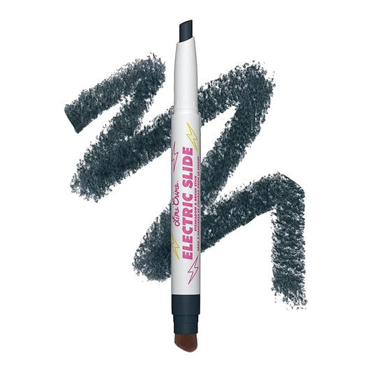 Lime Crime Electric Slide Eyeshadow & Brush Stick, IDC (Matte Black) - Lightweight 2-in-1 Eyeshadow Smudge Stick with Angled Brush for Long Lasting Bold Color - Vegan