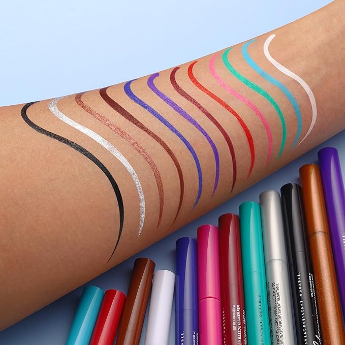 LANGMANNI 4 Colors Matte Liquid Eyeliner Set, Neon Colorful Pigmented With Long-lasting, Smudgeproof & Waterproof Eye Liner Makeup for Bold & Stunning Looks - Gift for Girls(1+2+3+4)