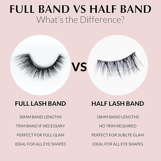 Natural False Lashes | Carina Half Eyelashes | Best False Lashes fo Beginners | Short Lashes Natural Look | Plant Based Fibers | Clear Band Lashes | No Trim Wispy Half Lashes | Small Lashes