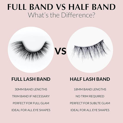 Natural False Lashes | Carina Half Eyelashes | Best False Lashes fo Beginners | Short Lashes Natural Look | Plant Based Fibers | Clear Band Lashes | No Trim Wispy Half Lashes | Small Lashes