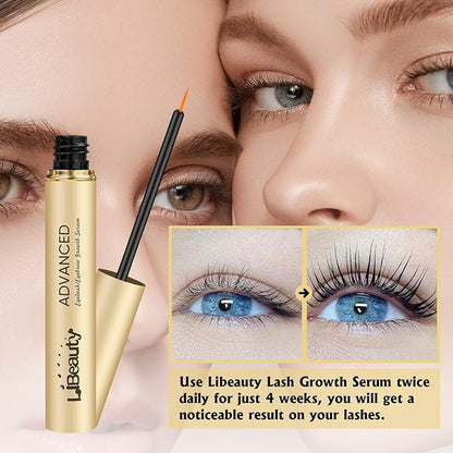 Libeauty Lash Serum for Eyelash Growth - Eyelash Enhancing Serum for Longer, Thicker & Fuller Lashes with Natural Formula, Safe for Sensitive Eyes & Extensions (2ml)