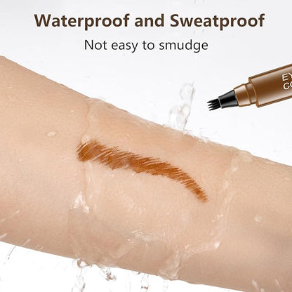 Eyebrow Pencil Microblading Eyebrow Pen Instant Lift Brow Pencil 4 Fork Tip Waterproof Eyebrow Pencil Fills Brows Makeup All-Day Natural Makeup Effect For Mother's Day gift (Light Brown*2)