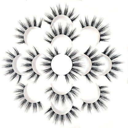 Sunniess 5D Volume False Eyelashes Faux Mink Soft Lashes Makeup Long Cross Handmade Reusable Fake Eyelashes