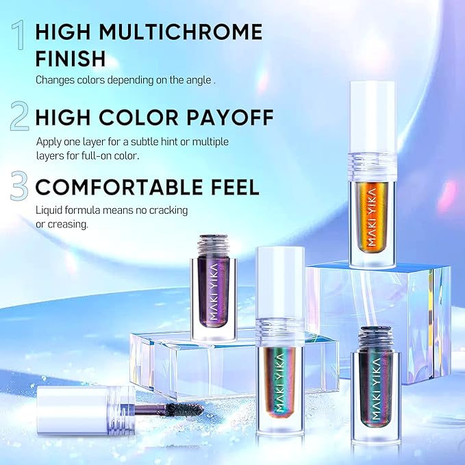 MAKI YIKA Glitter Eyeshadow Gold Liquid Multichrome Eyeshadows Long Lasting Metallic Chameleon Eye Shadow Smudgeproof Holographic Eye Topper Glitters (#7 Bronzer)